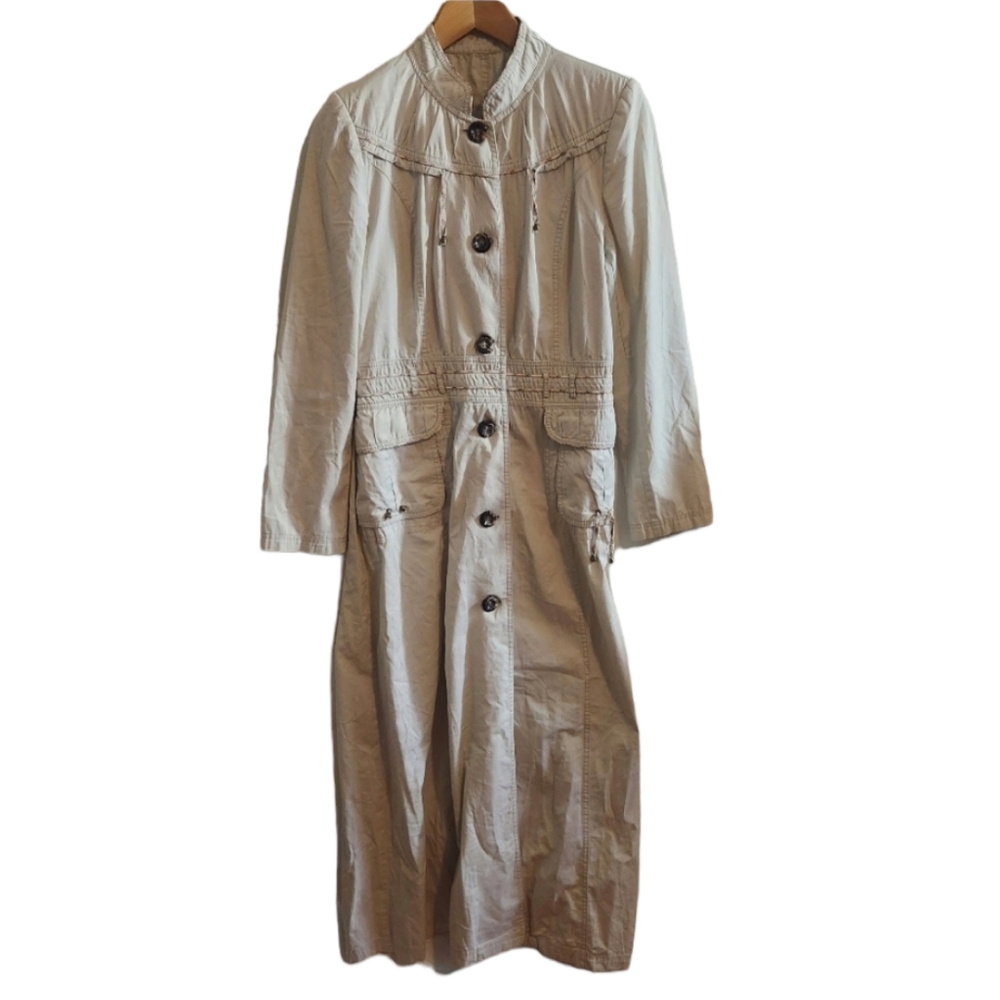 Sarmina Kalice Sikhk Long Button Up Trench Coat
